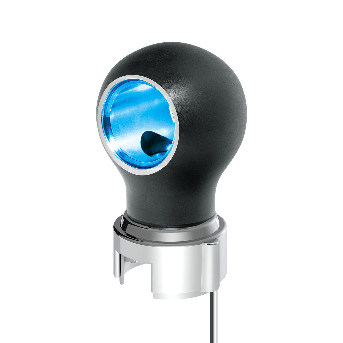 Thread-On Matte Black Charlotte Style Gearshift Knob With LED 13/15/18 Speed Adapter-Blue LED