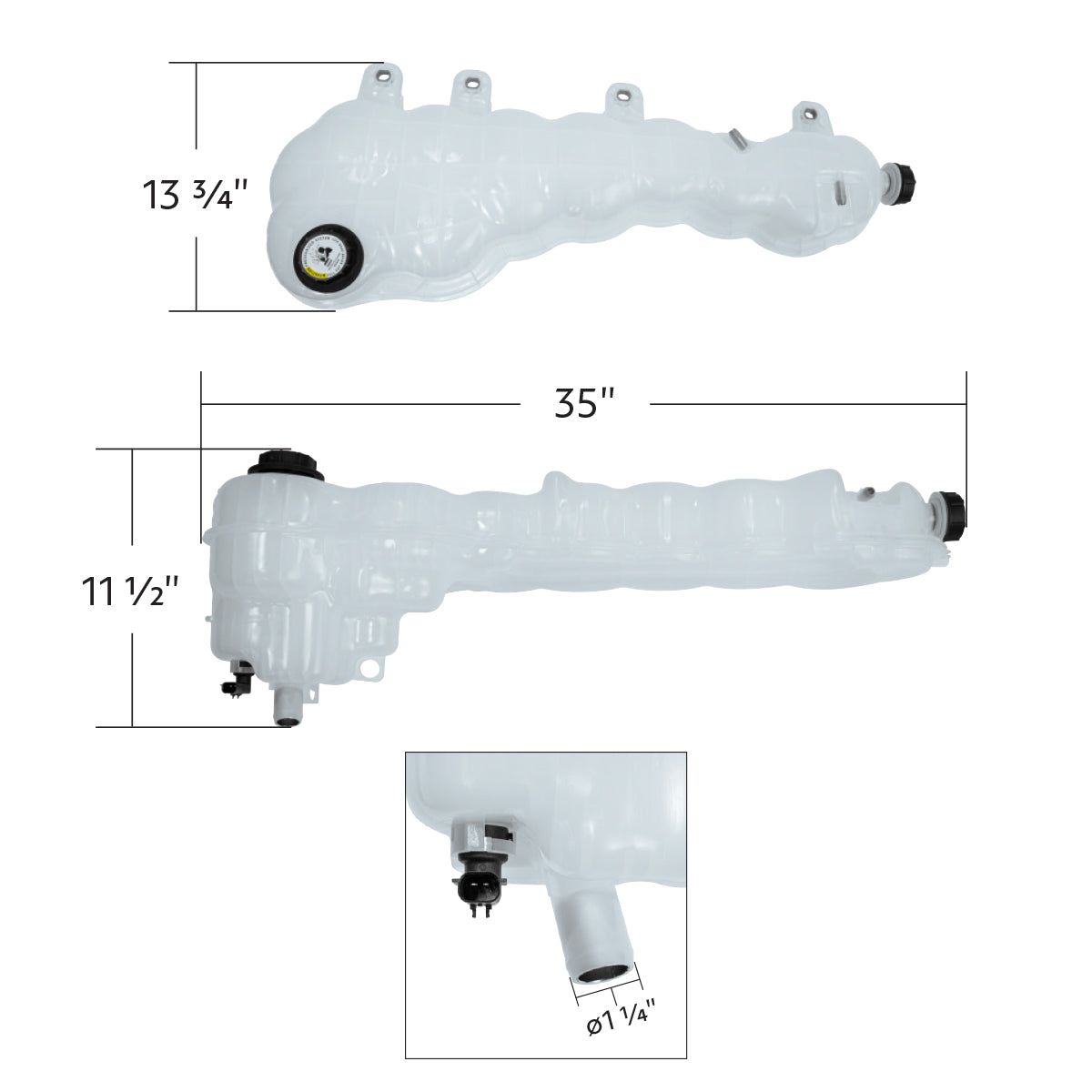 Pressurized Coolant Reservoir & Coolant Level Sensor For 2018-2025 Freightliner Cascadia