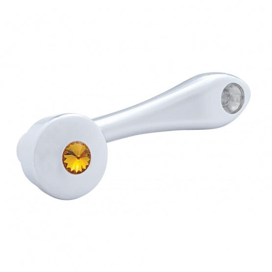 Chrome Die-Cast Window Crank With 16-Spline 7/16” OD Adapter - Amber Crystal