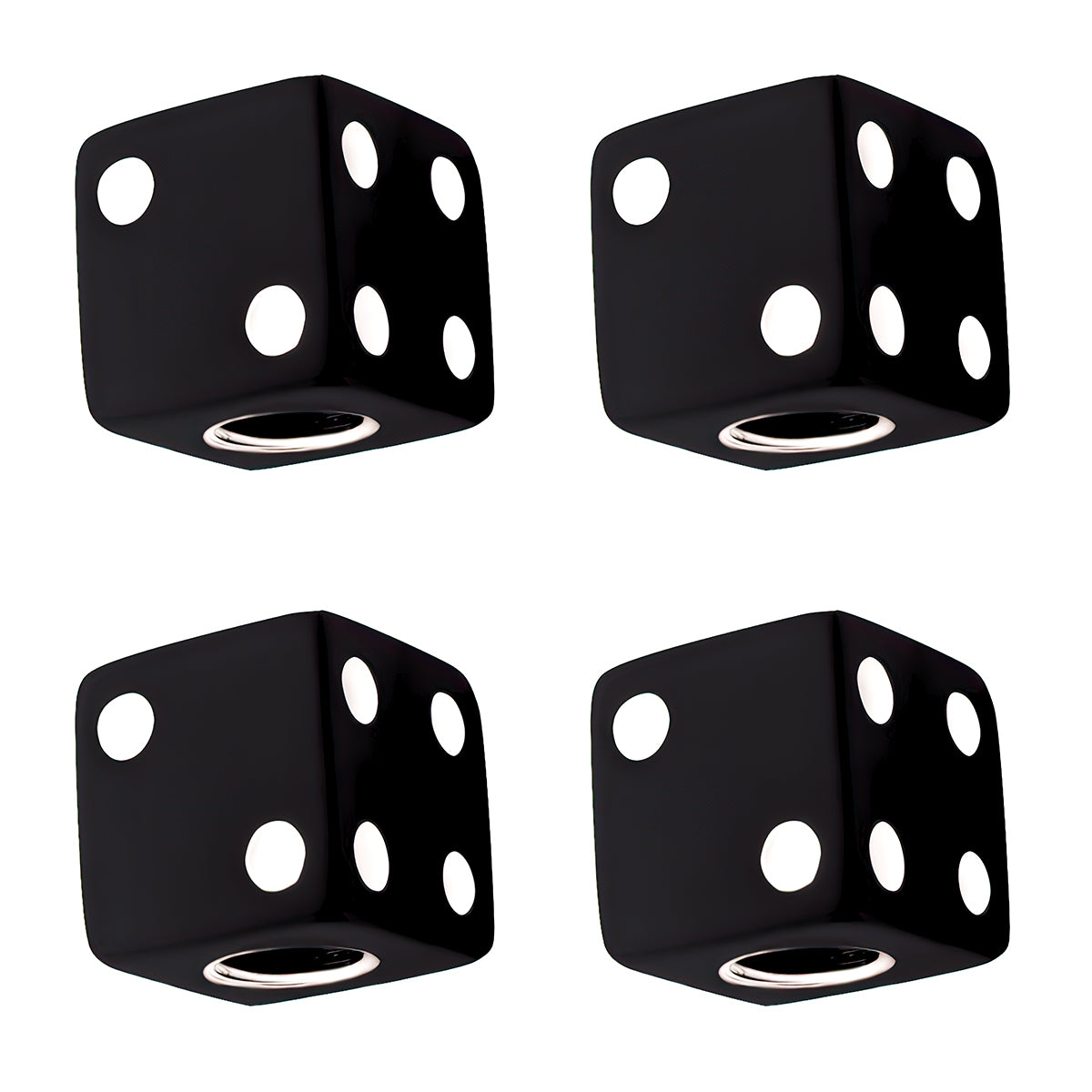 Black Dice Valve Caps With White Dots (Set of 4)