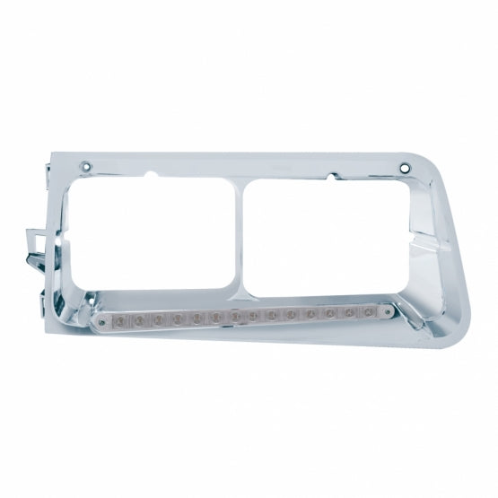 14 LED Headlight Bezel For 1989-2009 Freightliner FLD - Passenger - Amber LED/Clear Lens