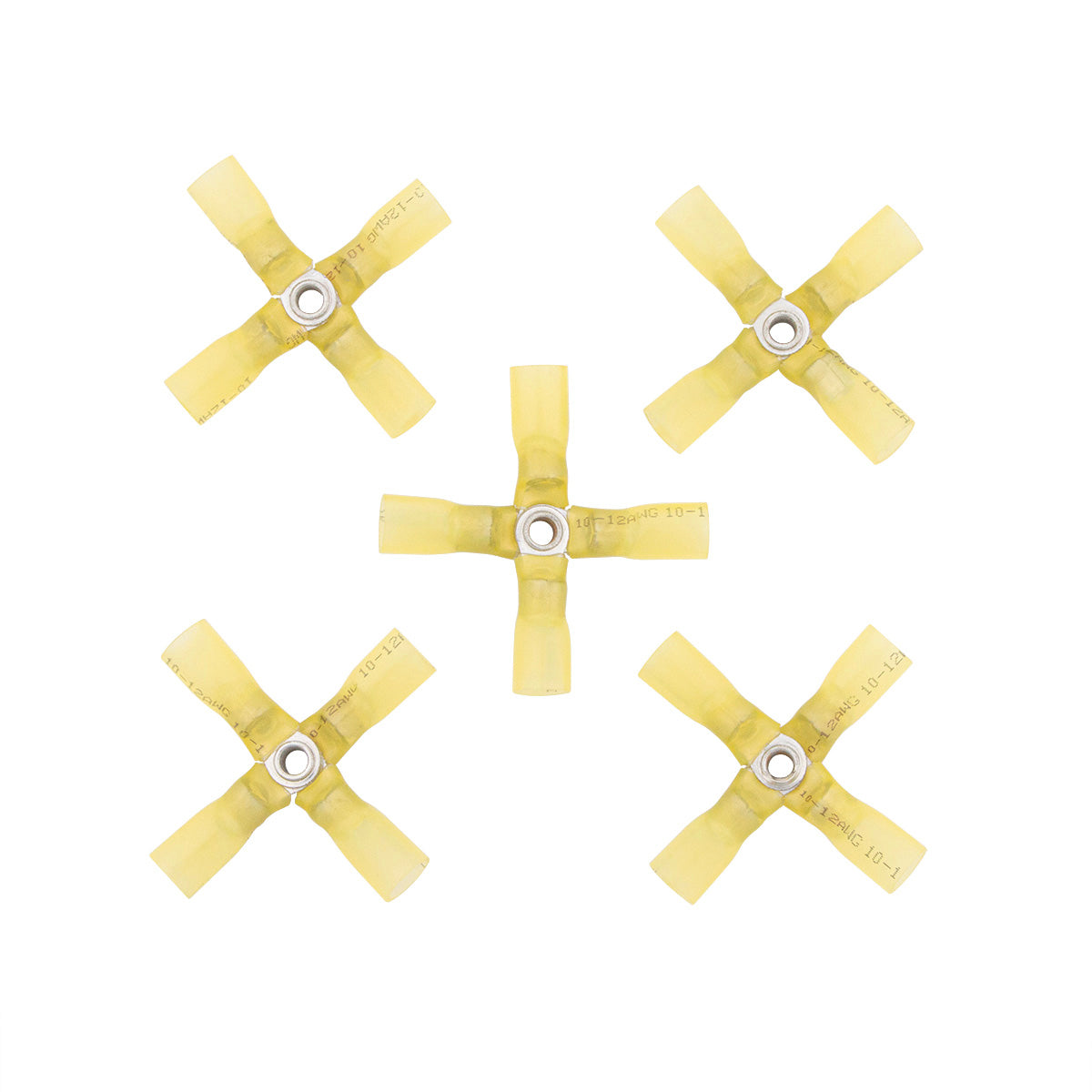 12-10 AWG 4-Way (X) CS Heat Shrink Connector - Yellow (5-Pack)