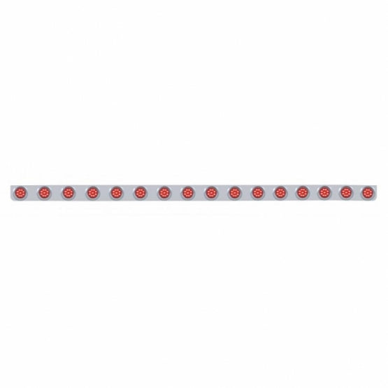 79-1/2" Stainless Bumper Light Bracket With 16X 9 LED 2" Lights & Visors - Red LED/Red Lens