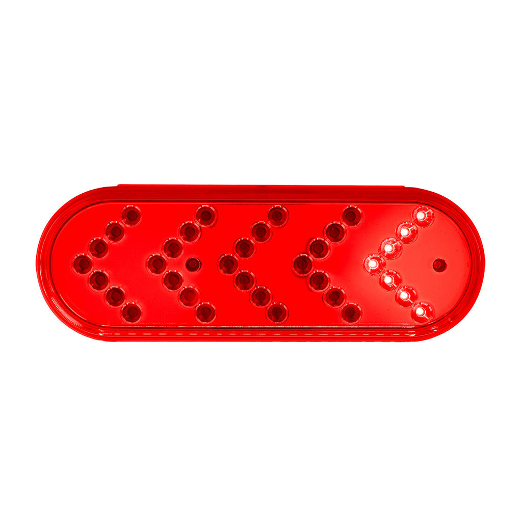 35 LED 6" Reflector Oval Sequential Turn Signal Light - Red LED/Red Lens