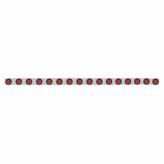 79-1/2" SS Bumper Light Bracket With 16X 9 LED 2" Reflector Light -Red LED & Lens