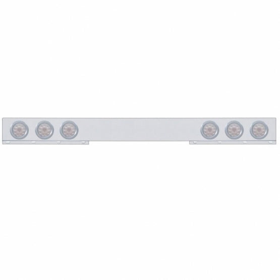 Stainless 1 Piece Rear Light Bar With 6X 10 LED 4" Lights & Bezels - Red LED/Clear Lens