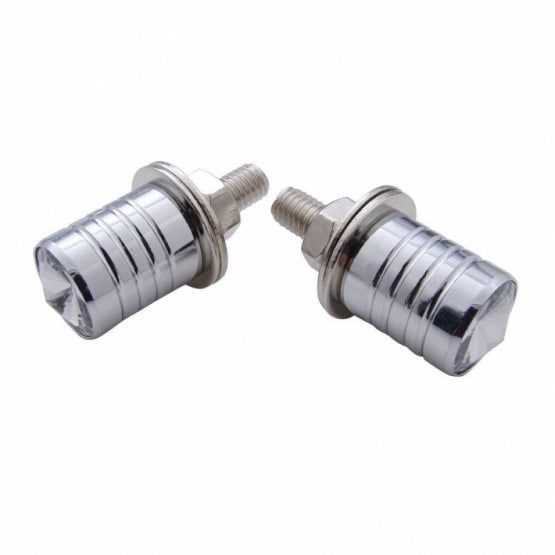 Chrome License Plate Fastener With Clear Crystal (2-Pack)