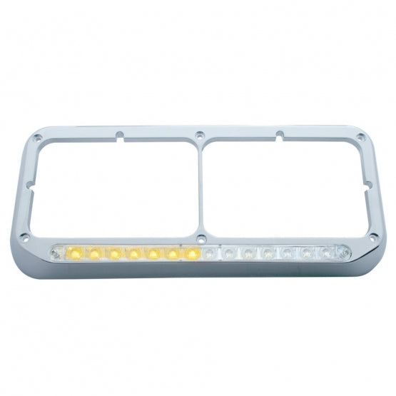Rectangular Dual Headlight Bezel With LED Sequential Light Bar (Passenger) - Amber LED/Clear Lens