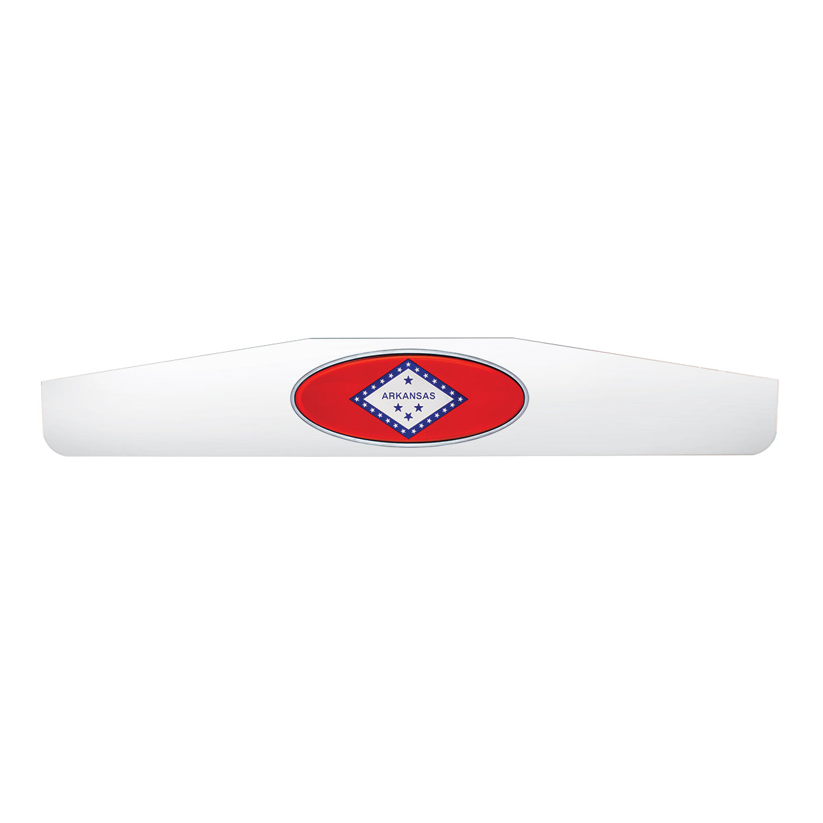4" X 24" Chrome Bottom Mud Flap Weight With Oval Arkansas Flag Emblem