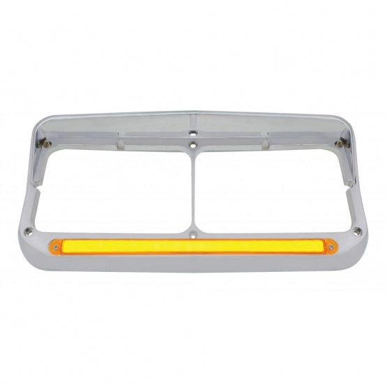 24 LED Rectangular Dual Headlight Bezel With Visor & GloLight - Amber LED/Amber Lens