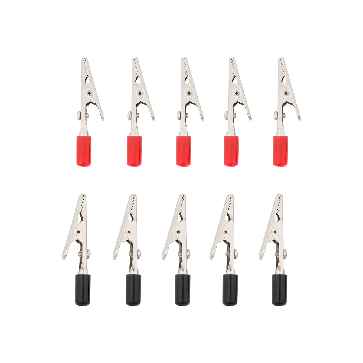 2" 10 Amp Alligator Test Clips w/ PVC Handles, 5Red/5Black (5-Pack)