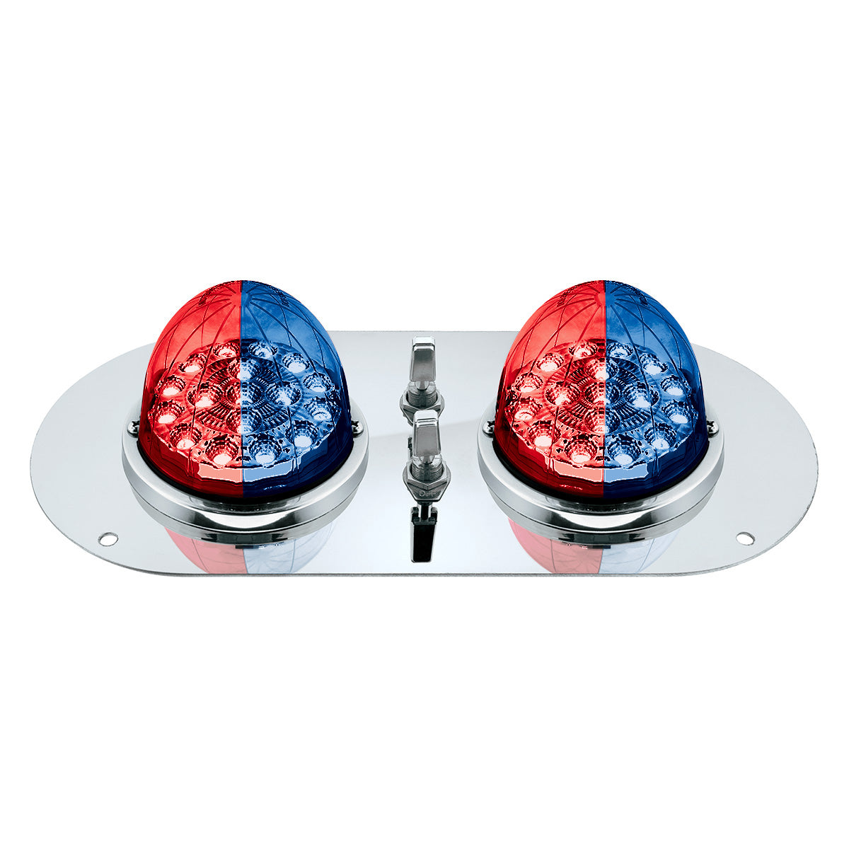 304 SS Above Door Dome Light Kit With 2 X 17 LED Double Fury Watermelon For KW & PB Trucks-Red & Blue LED