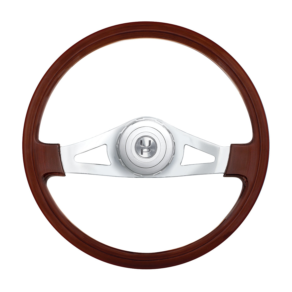 18" Chrome 2 Spoke Steering Wheel With Hub & Horn Button Kit For Peterbilt (1998-2005), Kenworth (2001-2003)