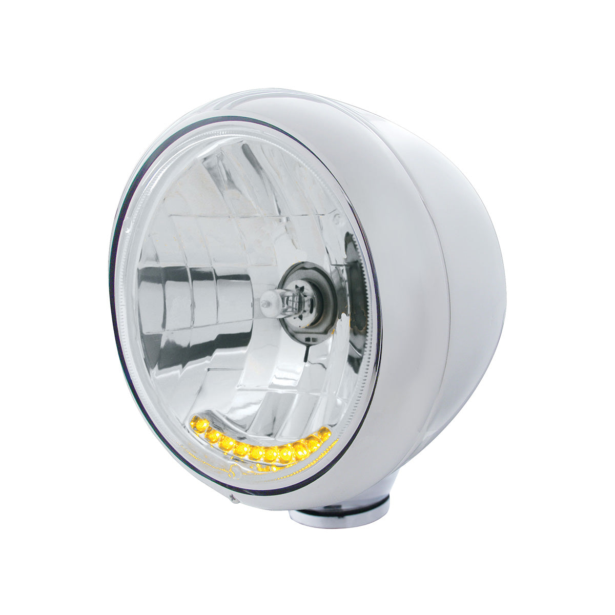 Stainless Steel Guide 682-C Style Headlight H4 Bulb With 10 Amber LED