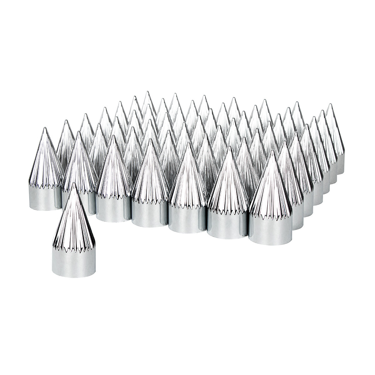 33mm x 4-3/8" Chrome Plastic Razor Nut Covers - Thread-On (60-Pack)
