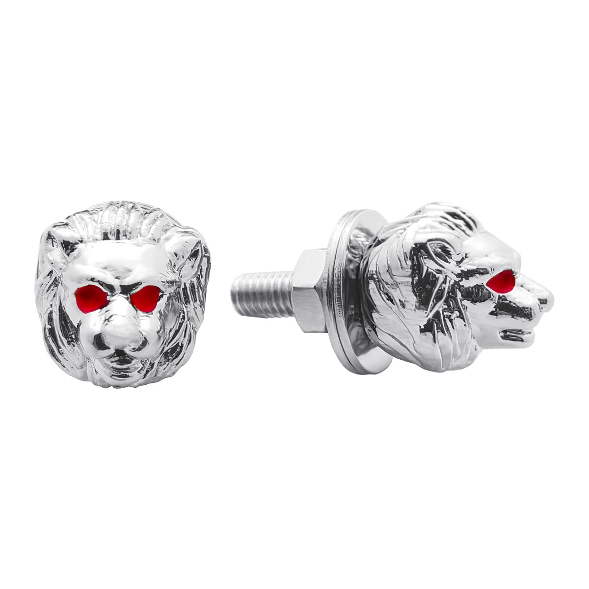 Chrome Lion Head License Plate Fastener (Bulk)
