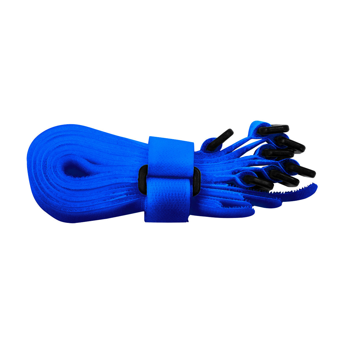 8" x 3/4" Blue Hook & Loop Velcro Strip-Tie Fasteners with Buckle (8-Pack)