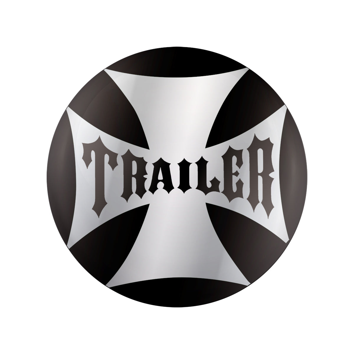 "Trailer" Maltese Cross Air Valve Knob Candy Color Sticker Only- Glossy Black