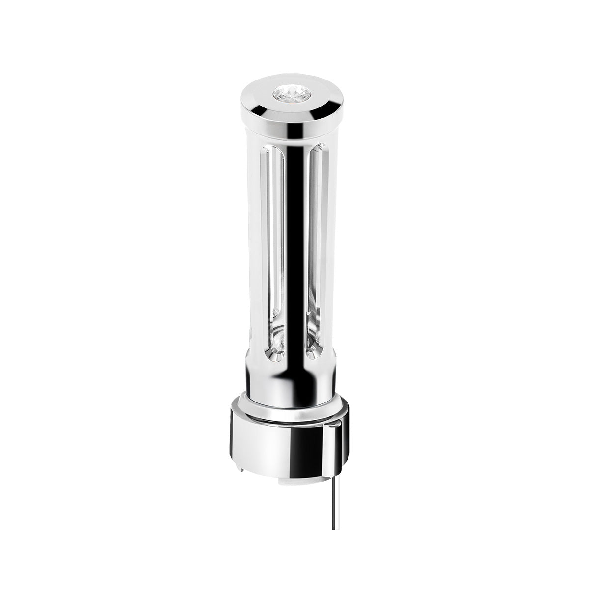 Thread-On Chrome Sonoma Style Gearshift Knob With LED 9/10 Speed Adapter-Clear Crystal/White LED