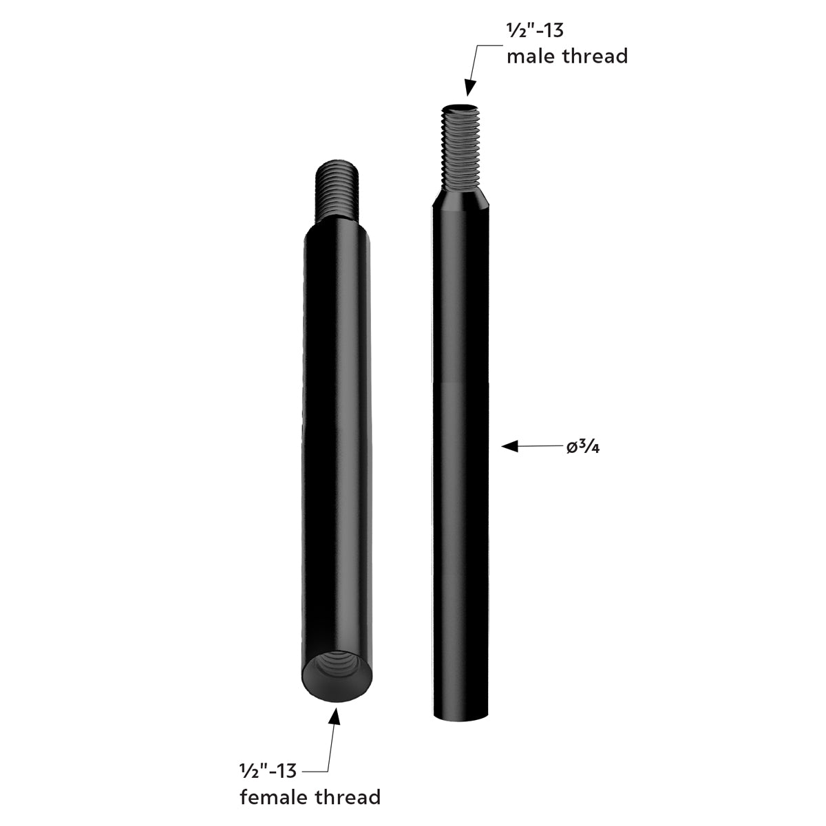 9" Shifter Shaft Extension - Black