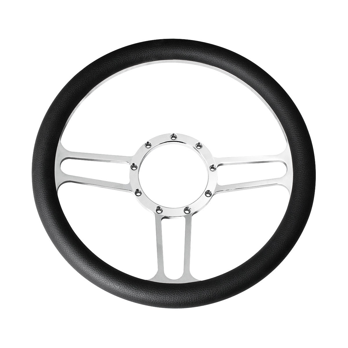 14" Chrome Aluminum 3-Spoke Style 9-Screw Mount "Competition Series" Steering Wheel