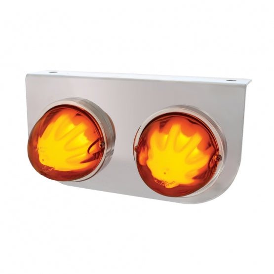 Stainless Light Bracket With 2X 9 LED Dual Function Watermelon GloLight - Amber LED/Amber Lens