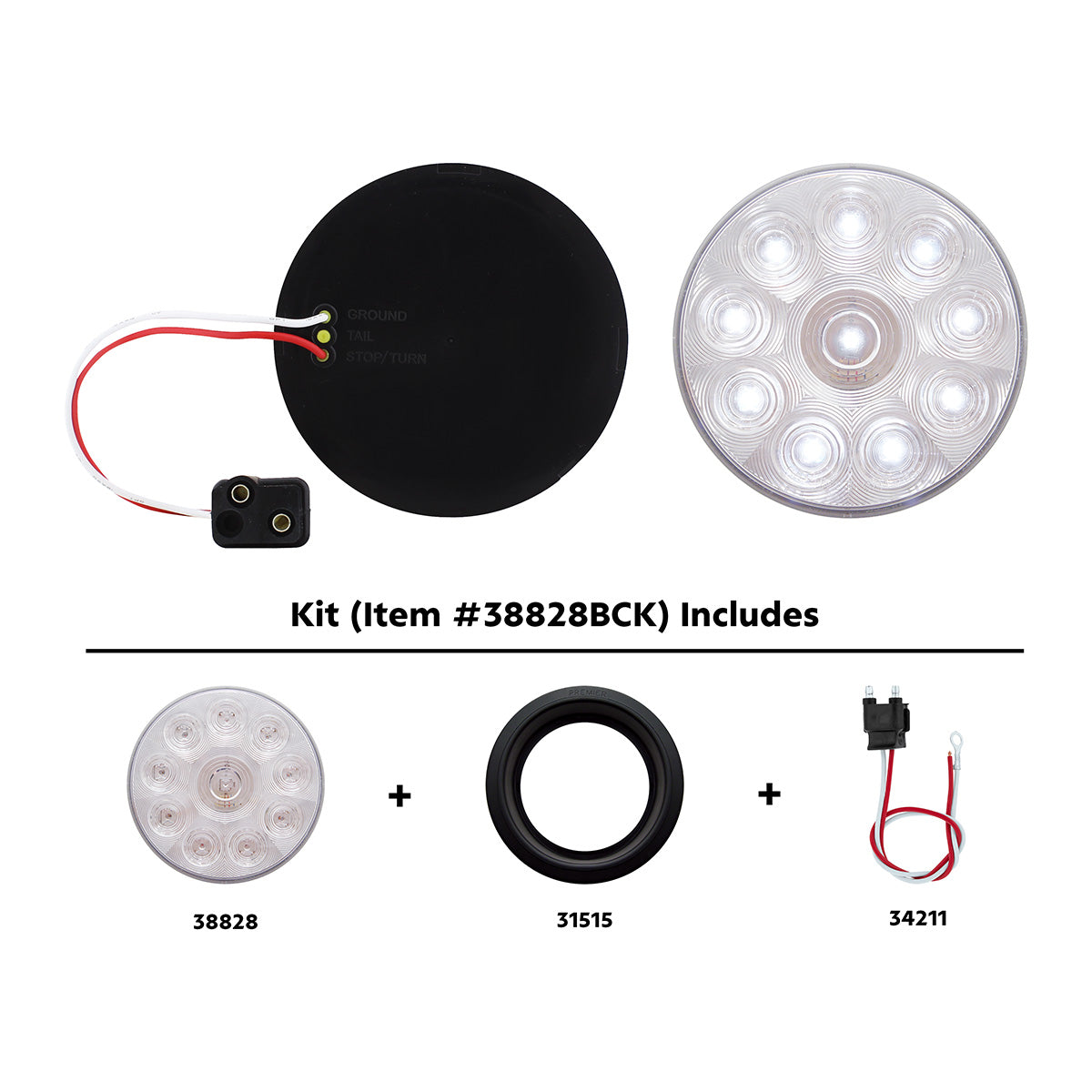 10 LED 4" Auxiliary/Utility Light Kit - White LED/Clear Lens