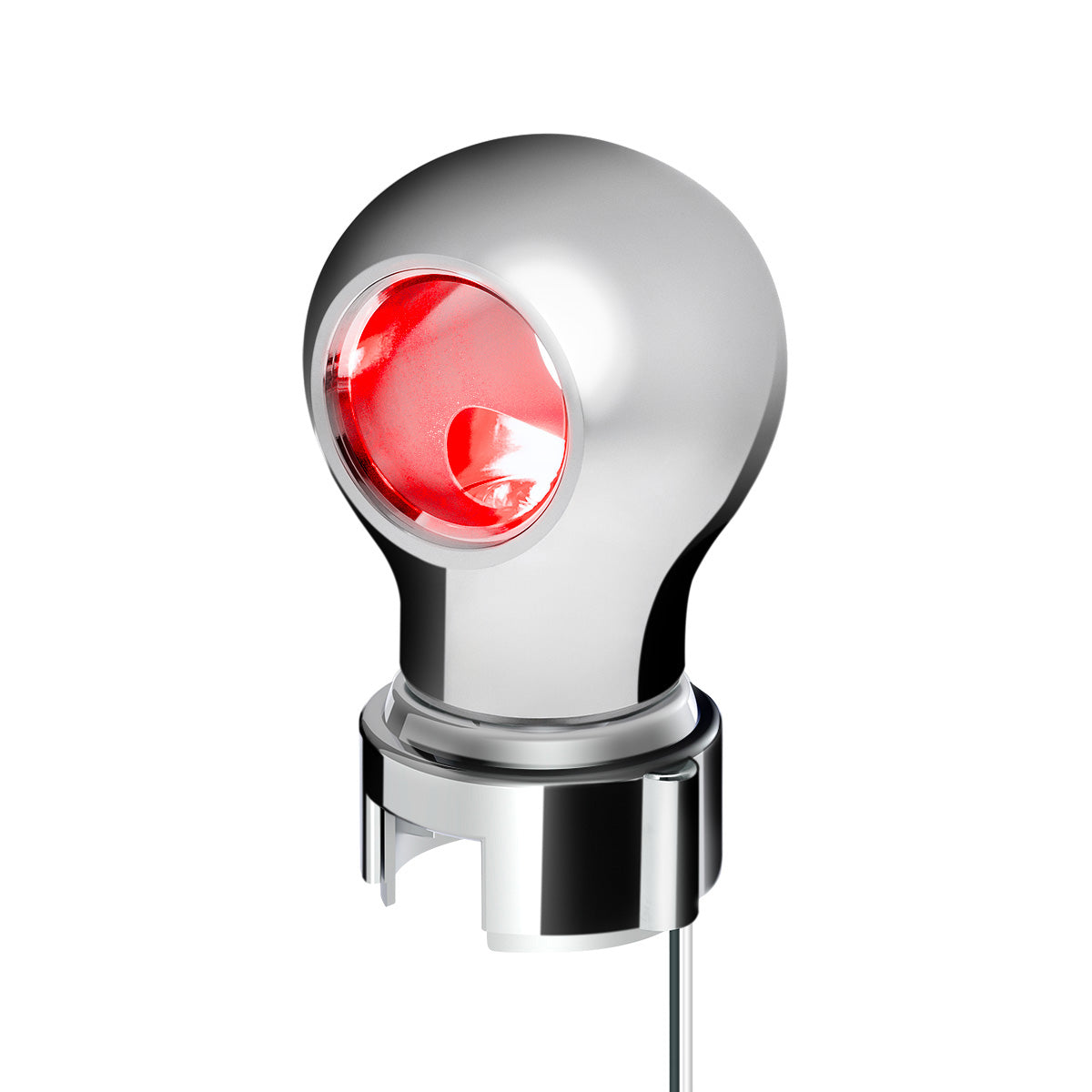 Thread-On Chrome Charlotte Style Gearshift Knob With LED 13/15/18 Speed Adapter-Red LED