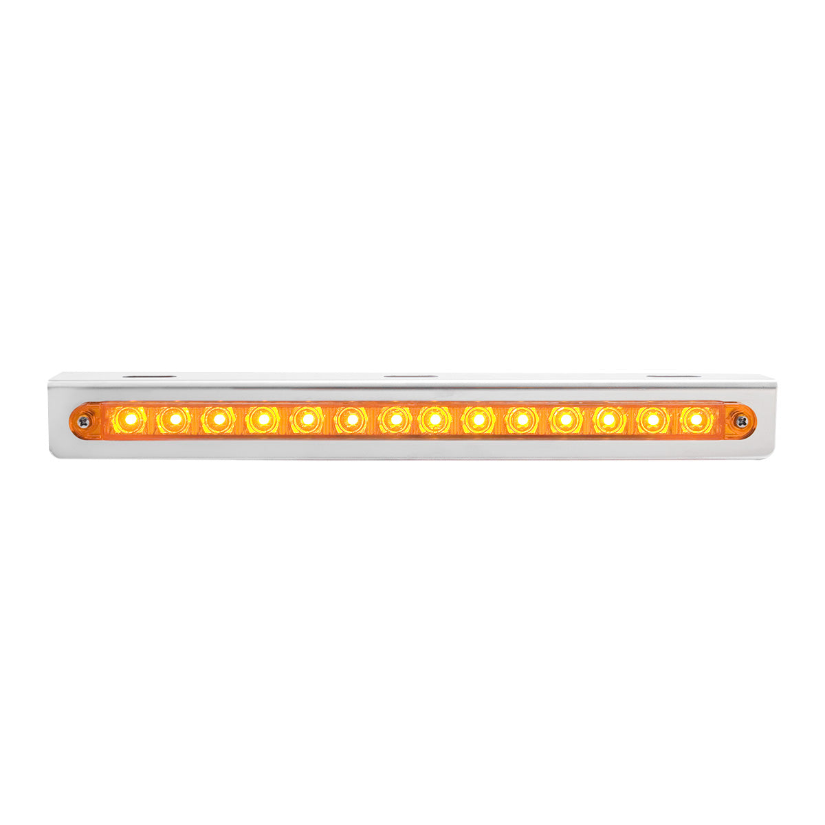 Stainless Light Bracket With 14 LED 12" Sequential Light Bar (Left to Right) - Amber LED/Amber Lens