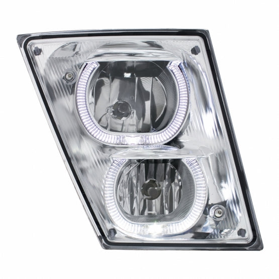 Chrome Fog/Driving Light W/White LED Light Bar For 2003-2017 Volvo VN/VNL - Passenger