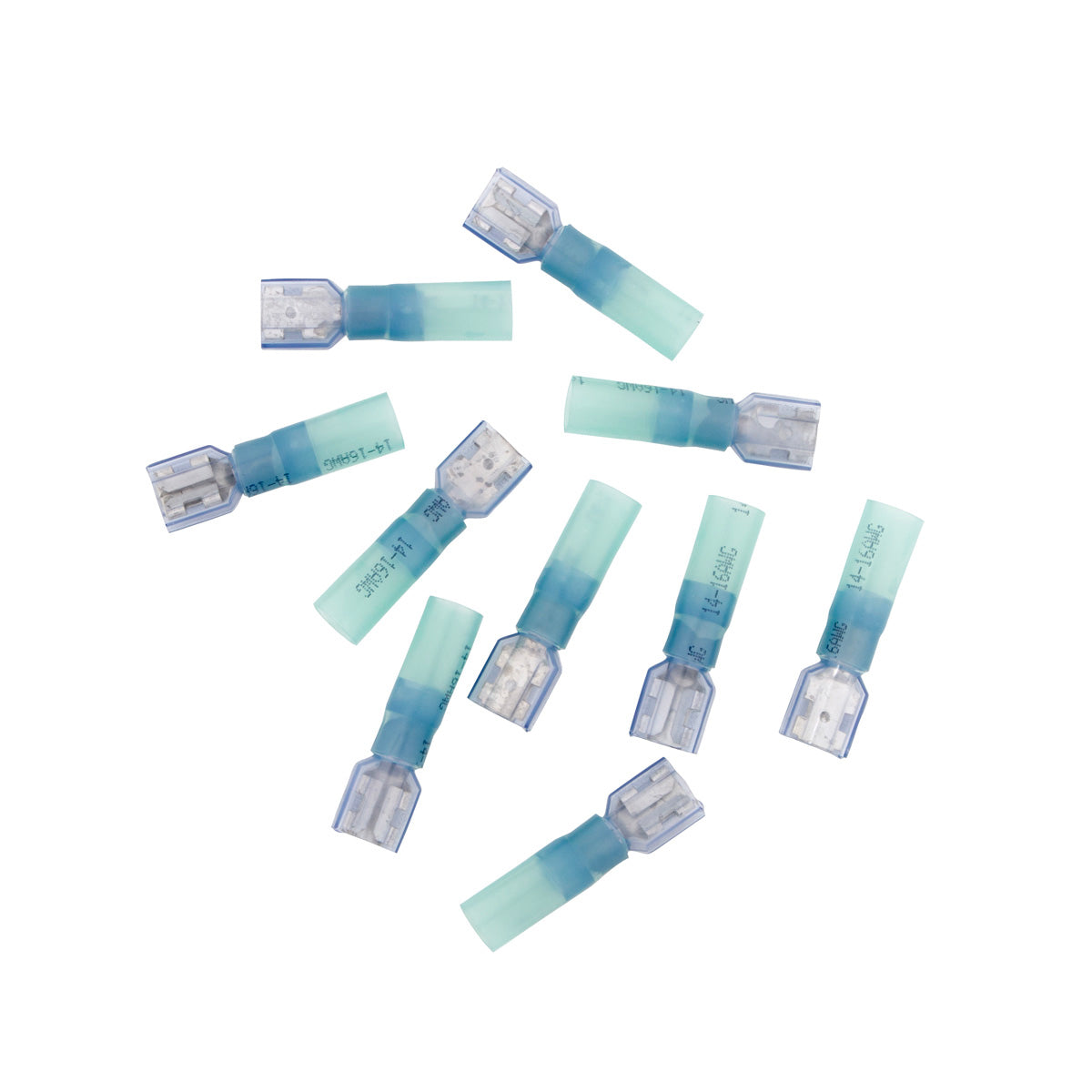 16-14 AWG .250 Tab CS Fully Insulated Heat Shrink FM Disconnect - Blue (10-Pack)