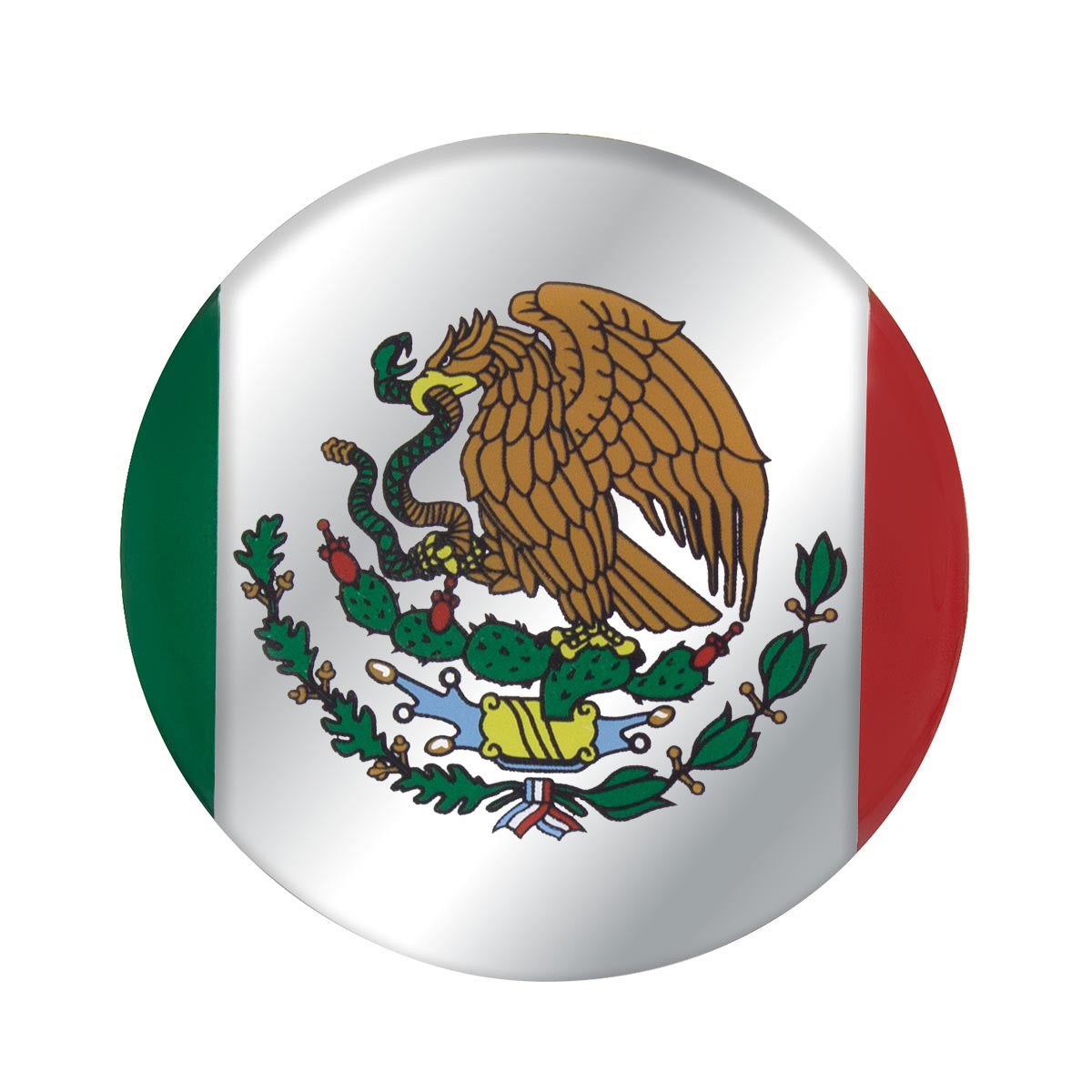 1-3/4" Round Glossy Sticker - Mexico Flag