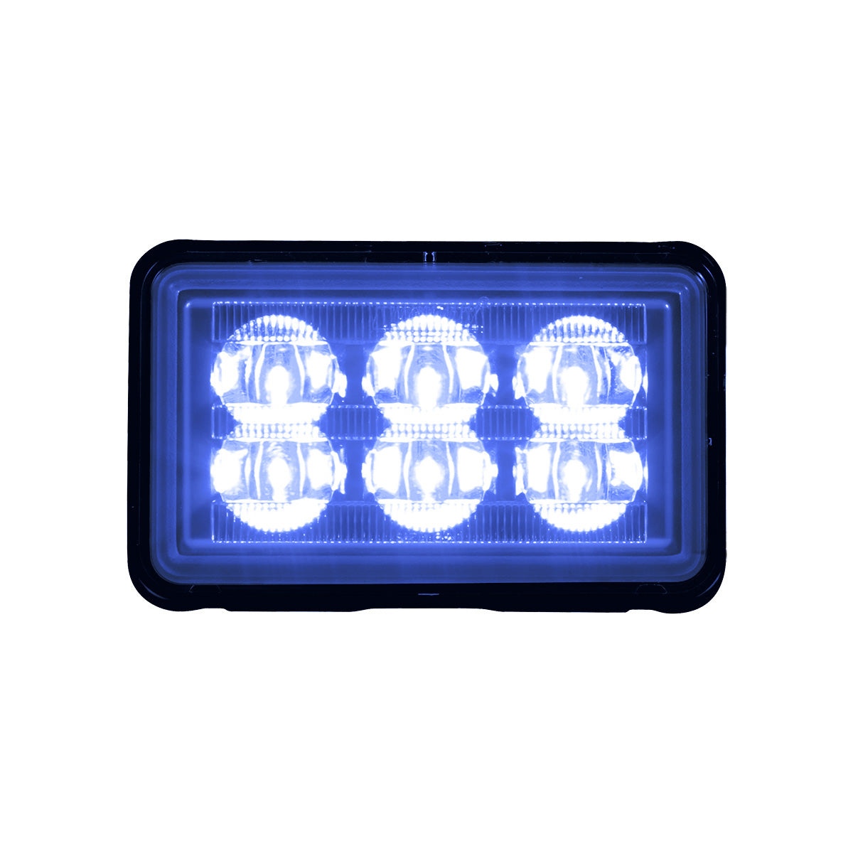 6 High Power LED Rectangular Warning Light With Bracket - Blue LED (Bulk)