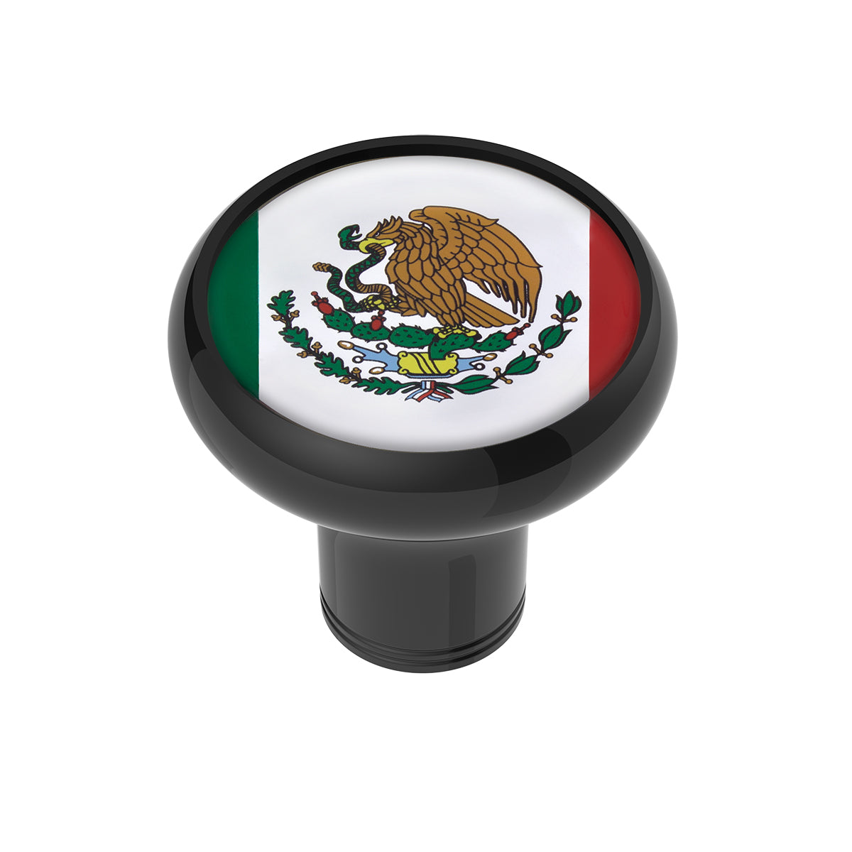 1/2"-13 Thread-On Gearshift Knob With Mexico Flag Sticker - Black