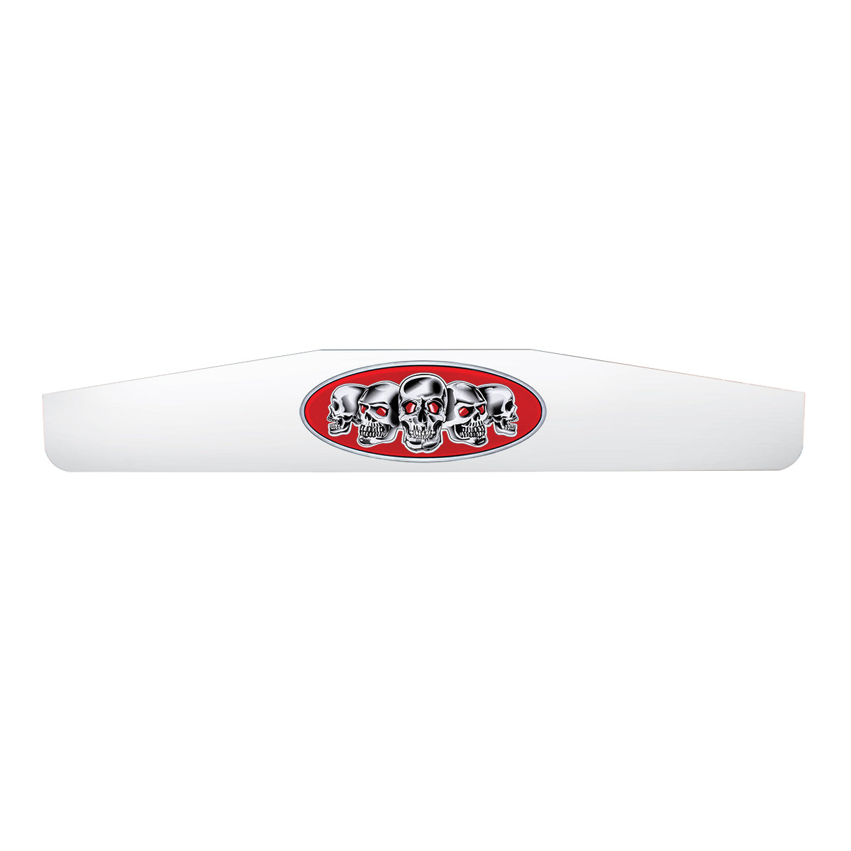 4" X 24" Chrome Bottom Mud Flap Weight With Oval Red Skull Emblem
