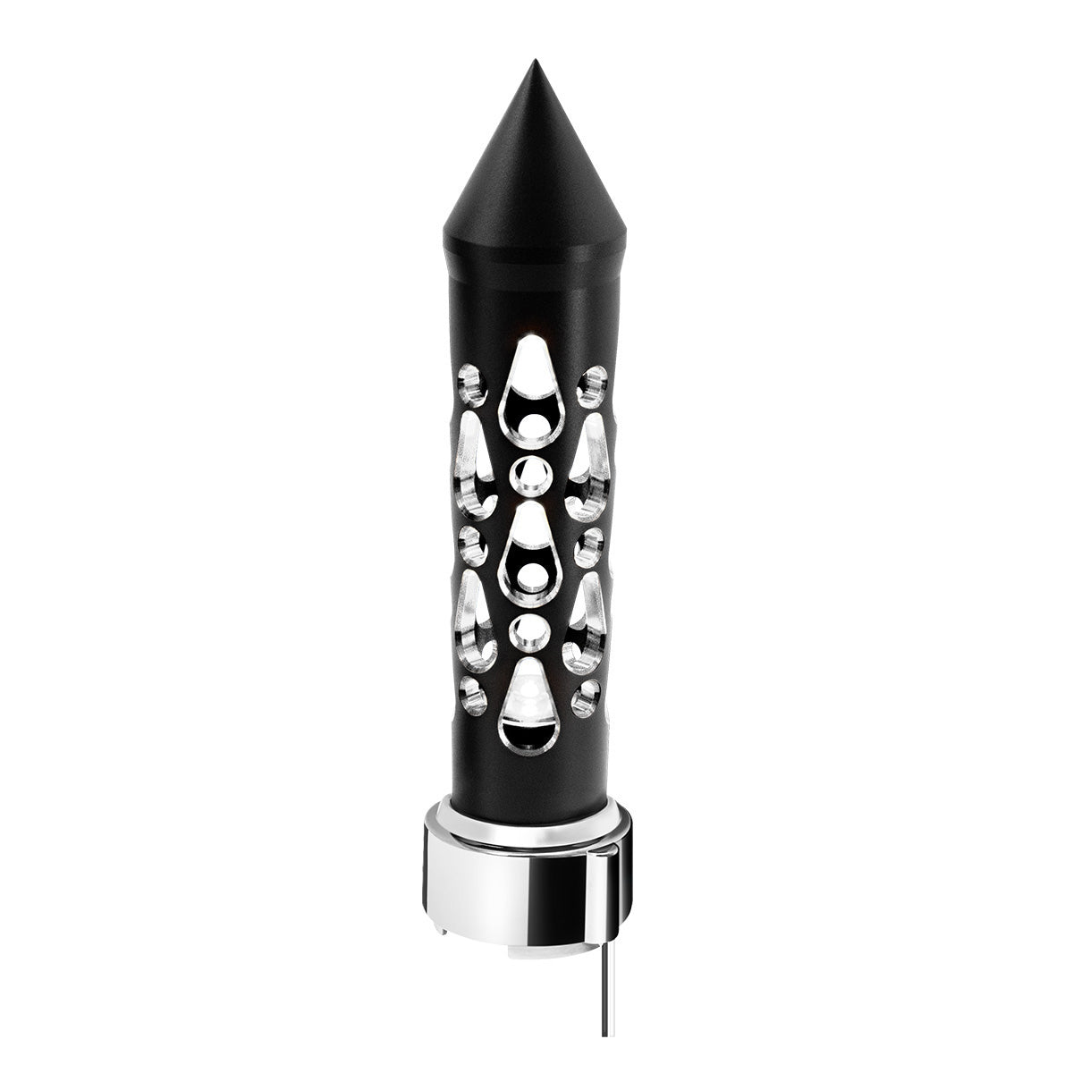Thread-On Brooklyn Style Spike Gearshift Knob With LED 9/10 Speed Adapter-Matte Black/White LED