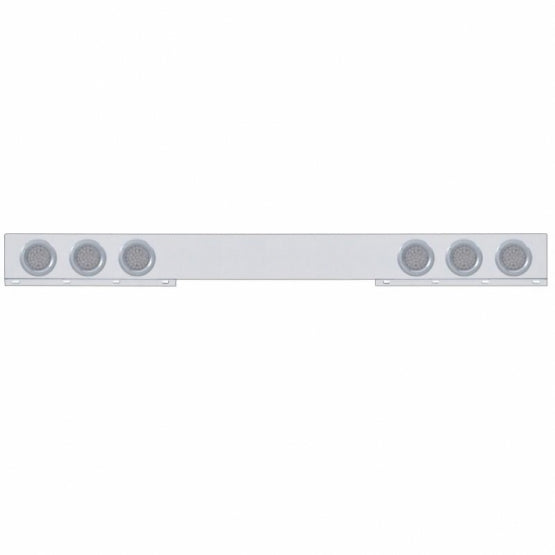 Chrome 1 Piece Rear Light Bar With Six 36 LED 4" Lights & Bezels - Red LED/Clear Lens