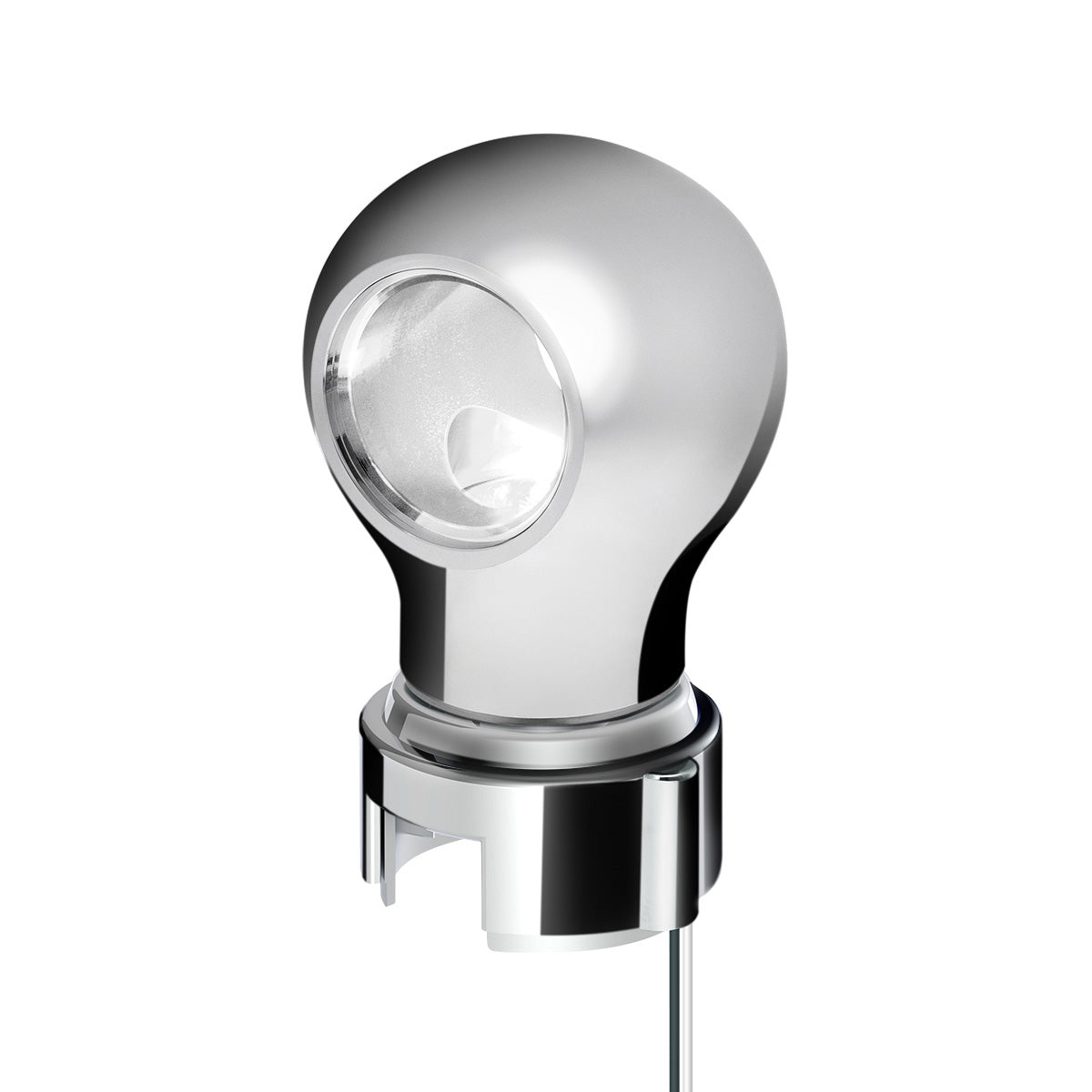 Thread-On Chrome Charlotte Style Gearshift Knob With LED 13/15/18 Speed Adapter-White LED