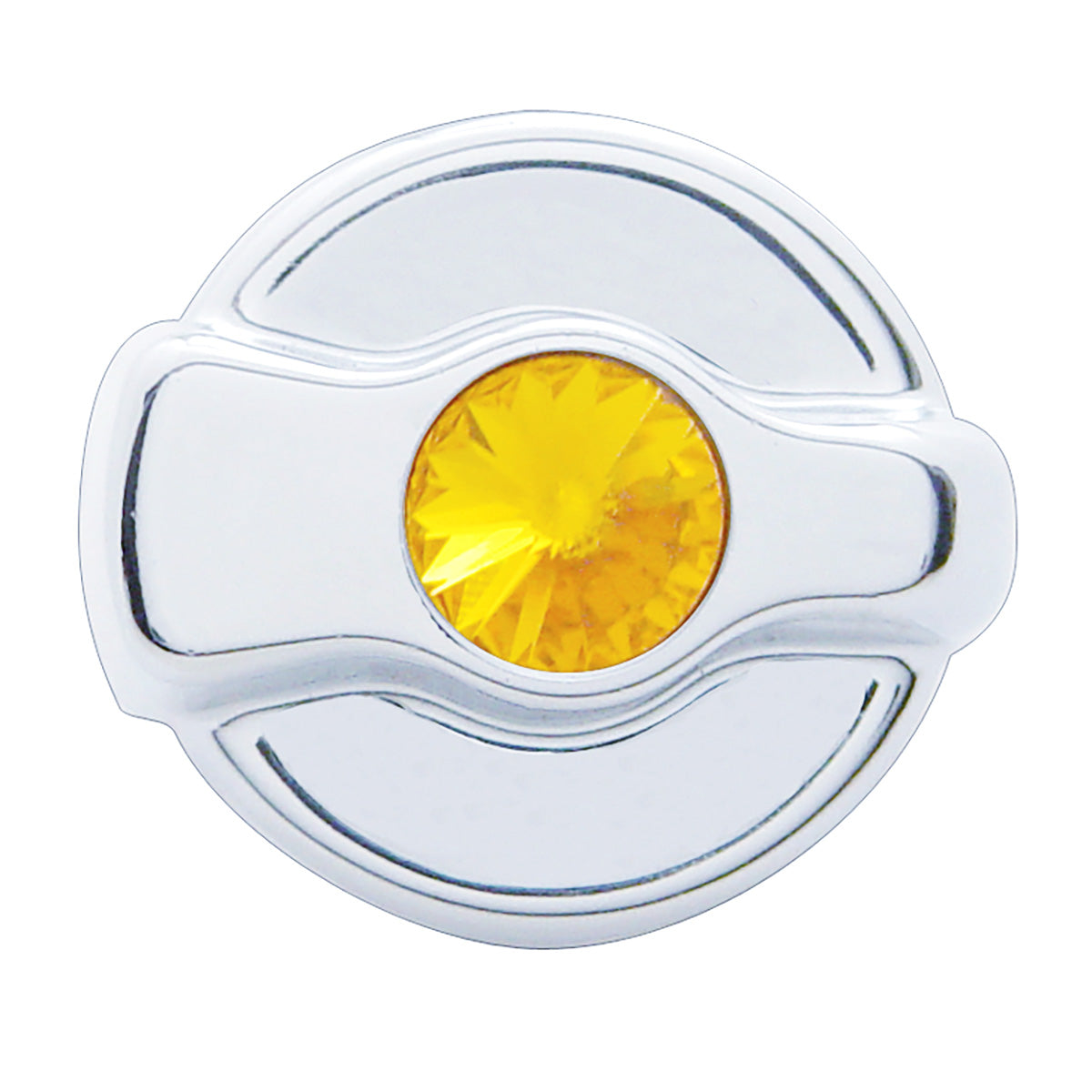 Chrome Plastic A/C Control Knob For 2005 & Older Peterbilt - Amber Crystal