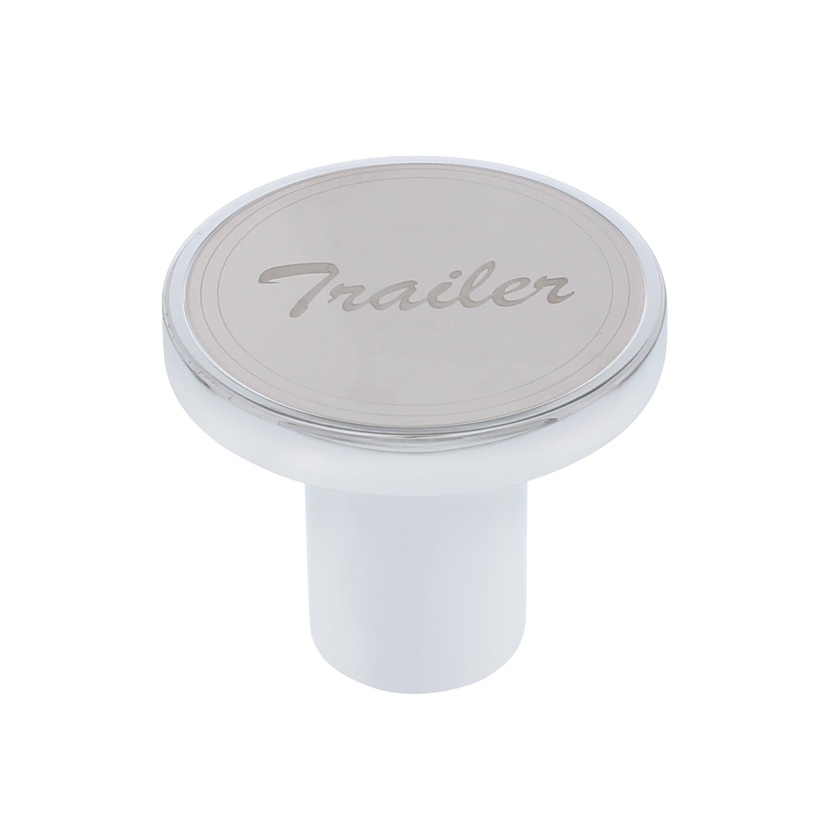 Aluminum Screw-On Air Valve Knob With Stainless Trailer Plaque - Chrome