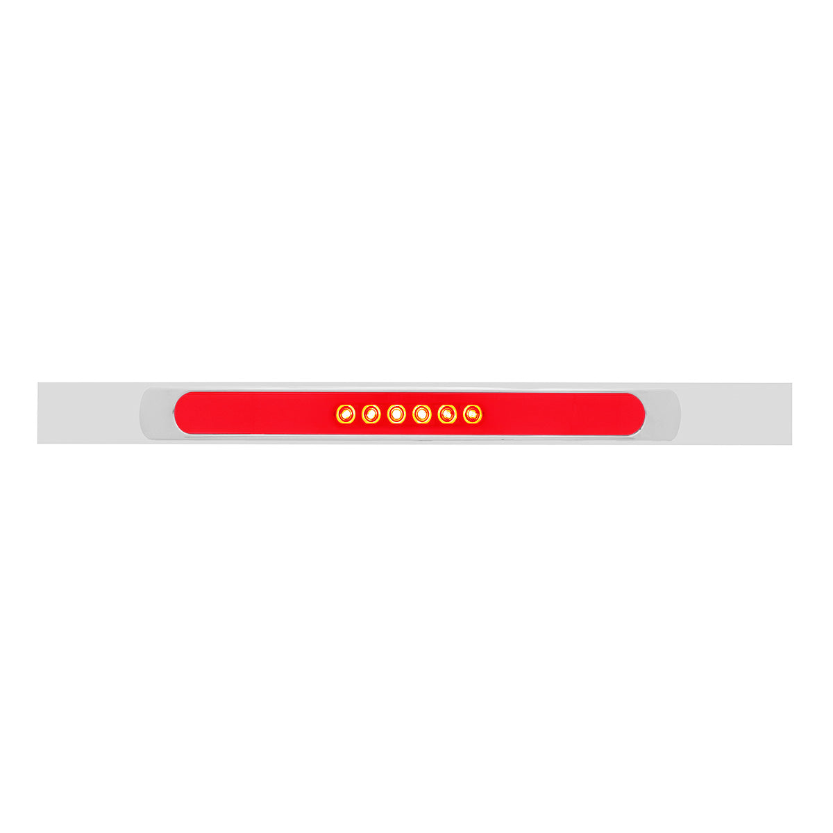 Chrome Top Mud Flap Plate With 28 LED 17" GloLight Bar & Bezel - Red LED/Red Lens (Each)