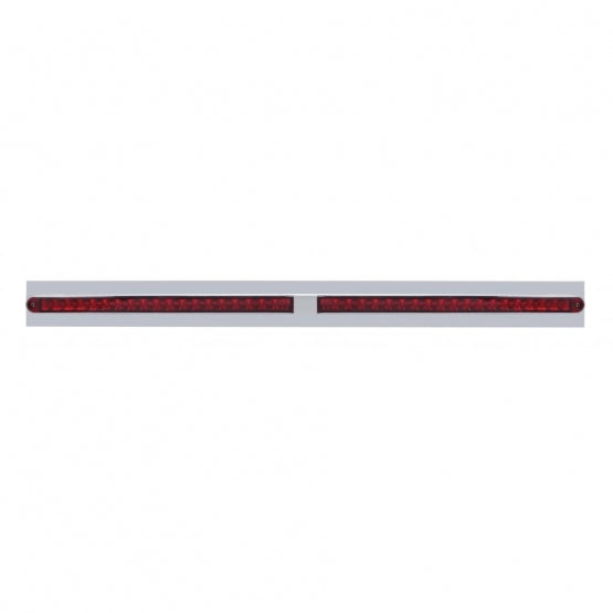 Chrome Top Mud Flap Plate With Two 19 LED 24" Reflector Light Bars - Red LED/Red Lens (Each)