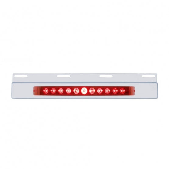 Stainless Top Mud Flap Plate With 11 LED 17" Light Bar - Red LED/Red Lens (Each)