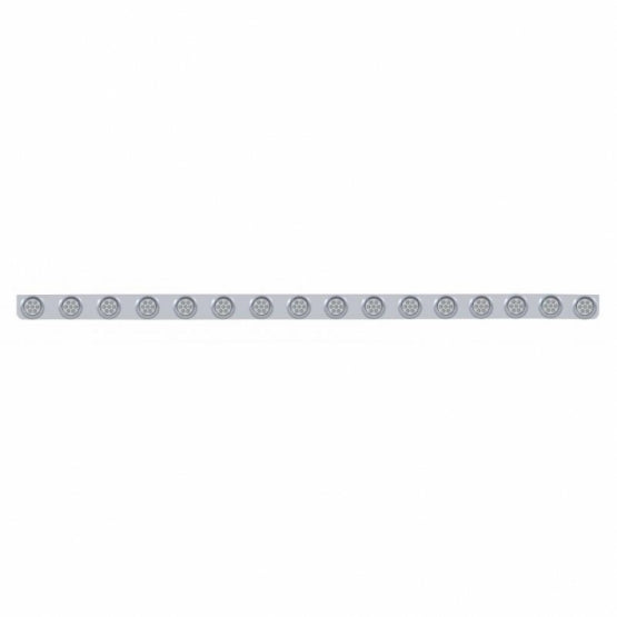 79-1/2" SS Bumper Light Bracket With 16X 7 LED 2" Reflector Lights & Visors -Amber LED/Clear Lens