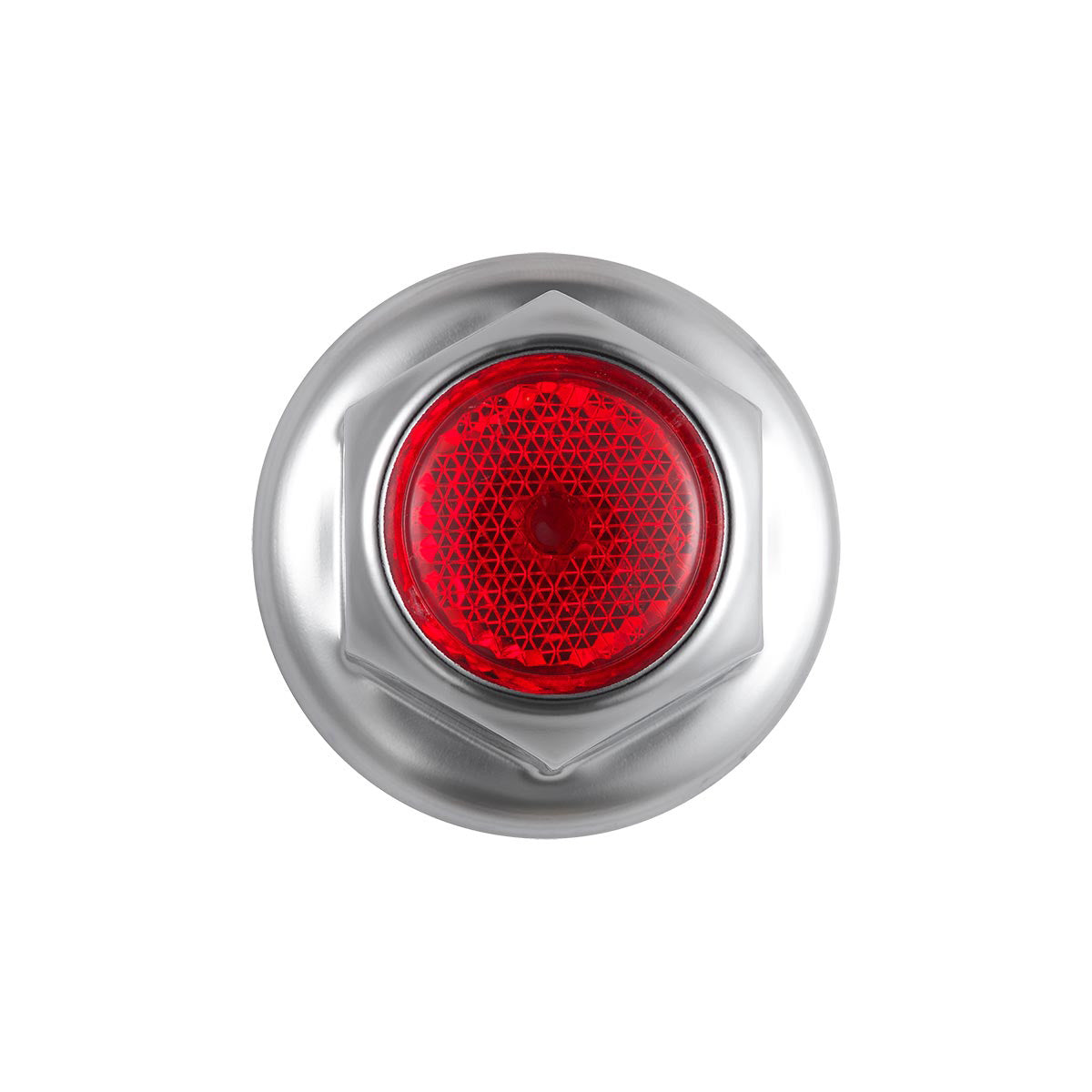 33mm X 2" Chrome Steel Reflector Nut Cover With Flange - Red (50 Pcs)