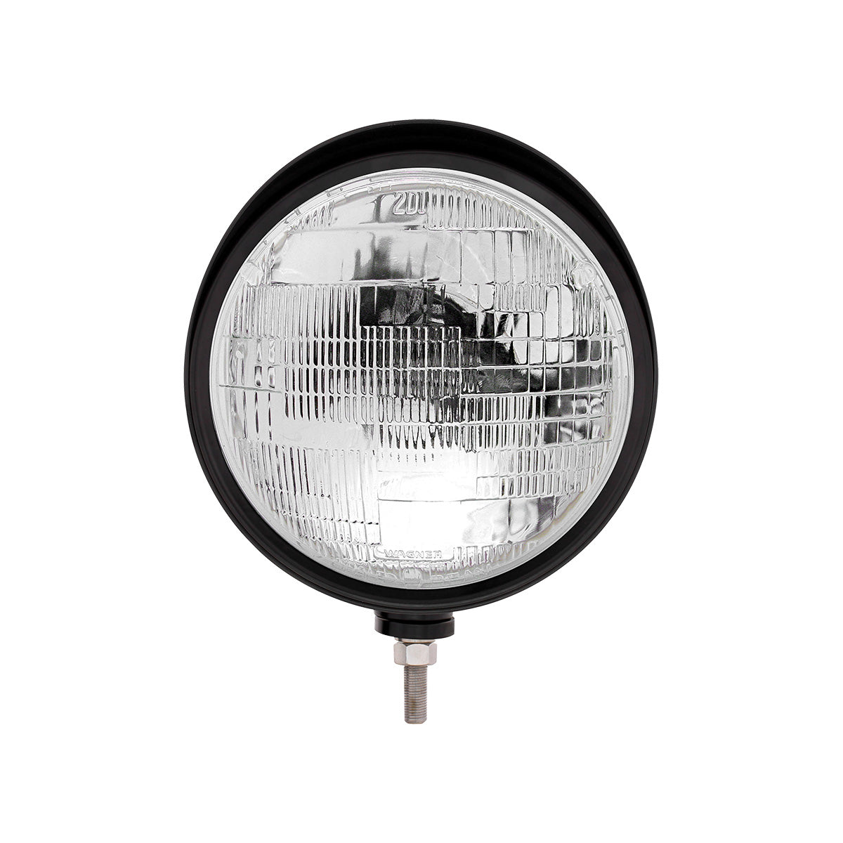 Black "Billet" Style Groove Headlight With Visor H6014 Bulb