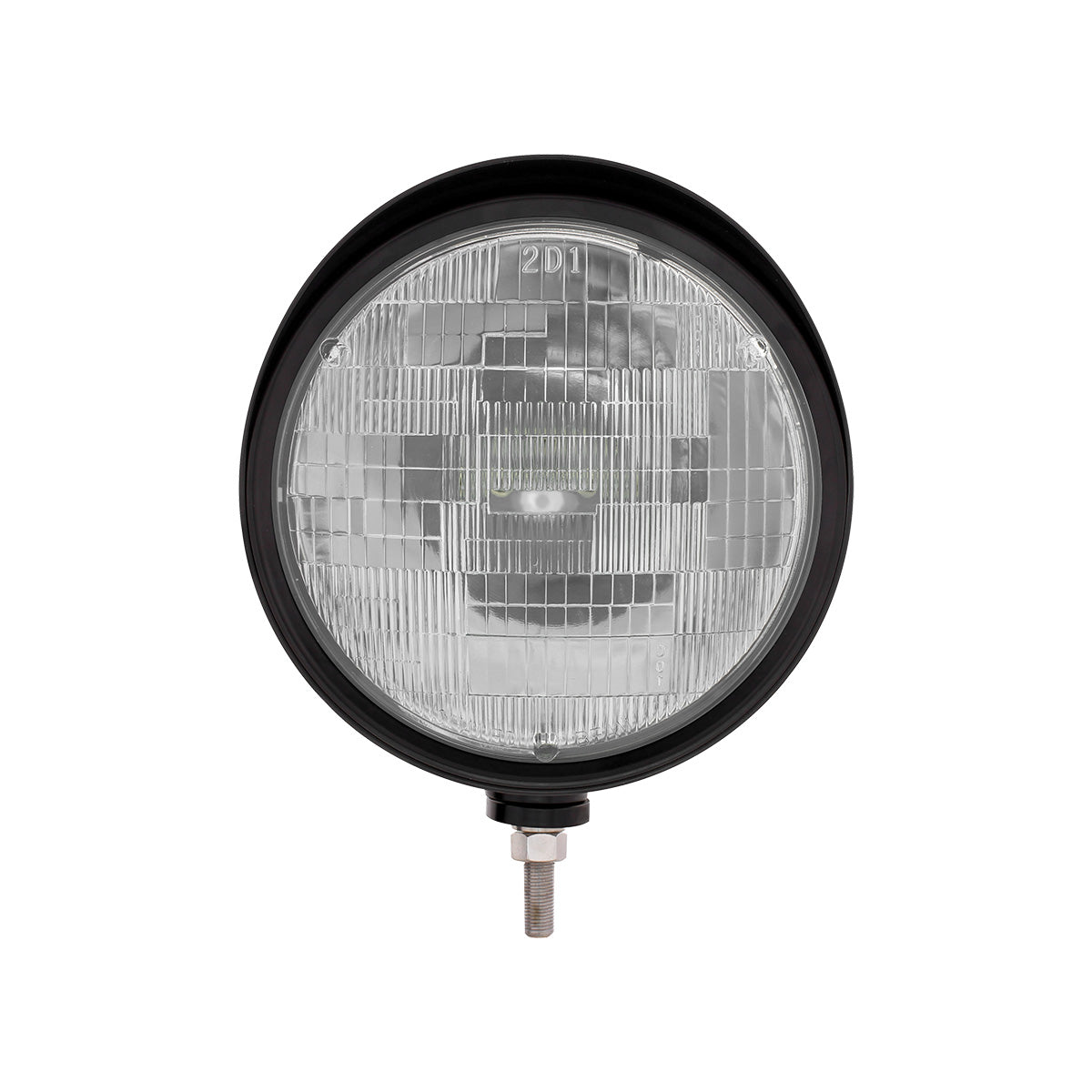 Black "Billet" Style Groove Headlight With Visor H6024 Bulb
