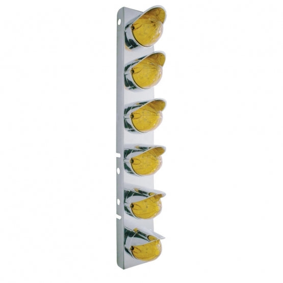 SS Front Air Cleaner Bracket With 12X 19 LED Watermelon Lights & Visors For Peterbilt-Amber LED & Lens
