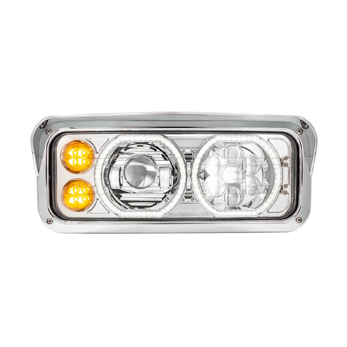 Chrome High Power Heated 10 LED Headlight With LED Turn & DRL-Passenger