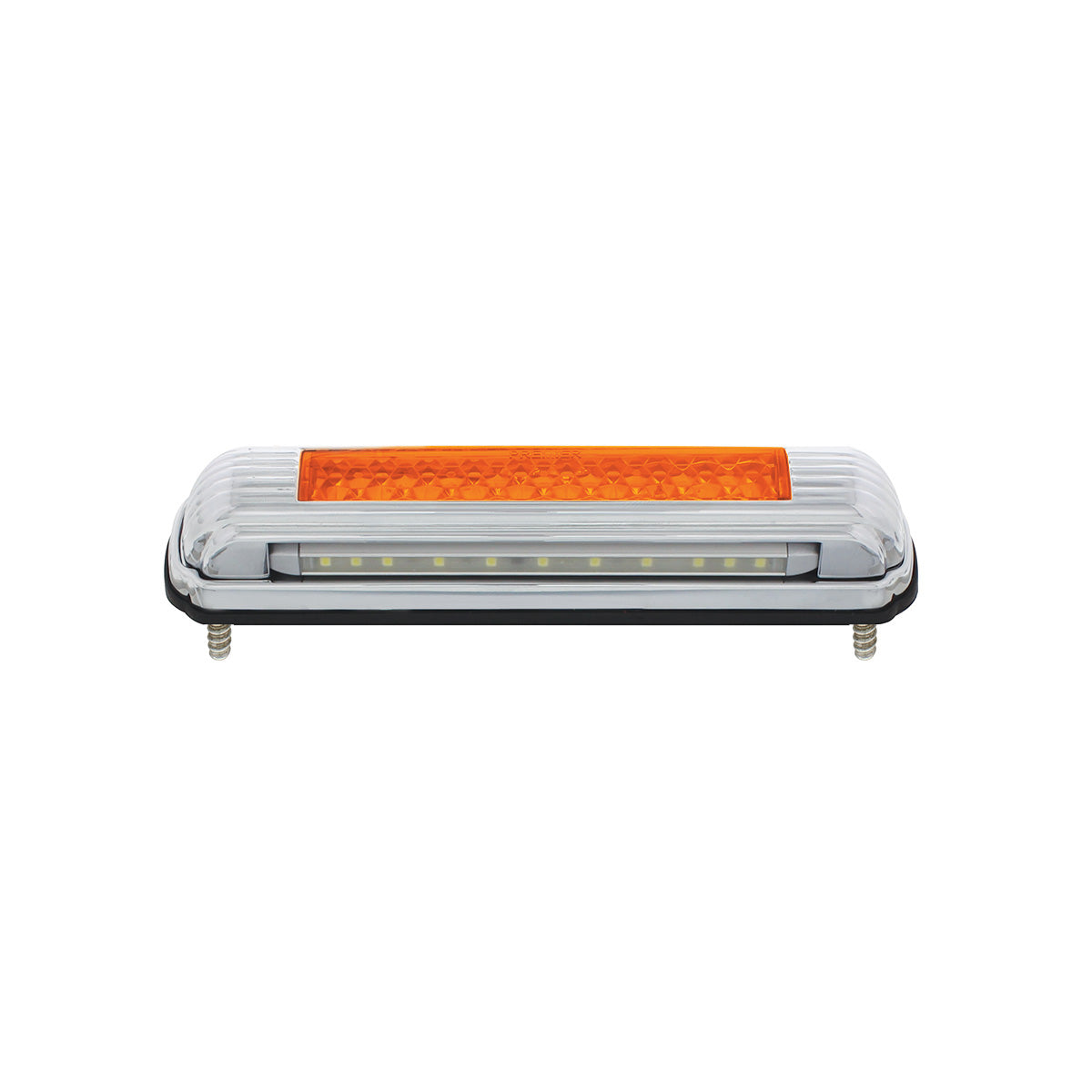 Chrome License Plate Light With Amber LED Auxiliary Light - Amber LED/Amber Lens